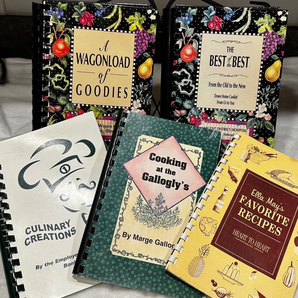 Morris Press Vintage Community Cookbooks Lot of 6 Spiral Bound 1965-2000‎ Good